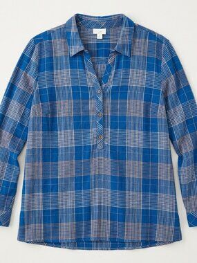J. Jill Blue Plaid Tunic 2X Coastal Grandmother Modern Uniform Everyday Ceremony